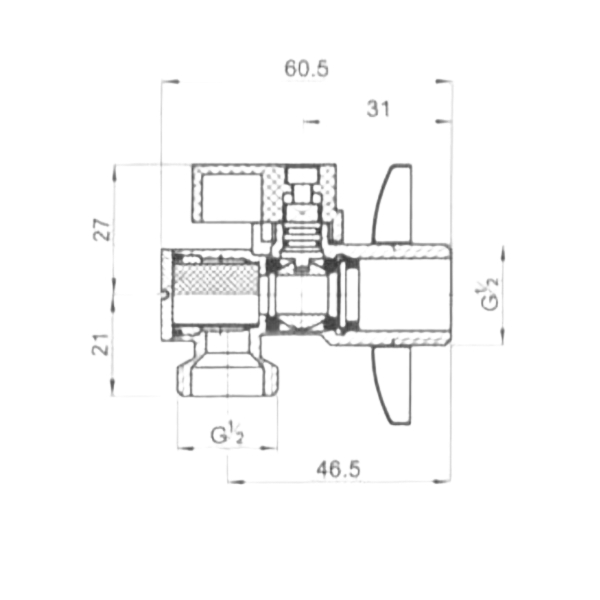 Ventil guľový rohový práčkový 1/2" x 3/4"