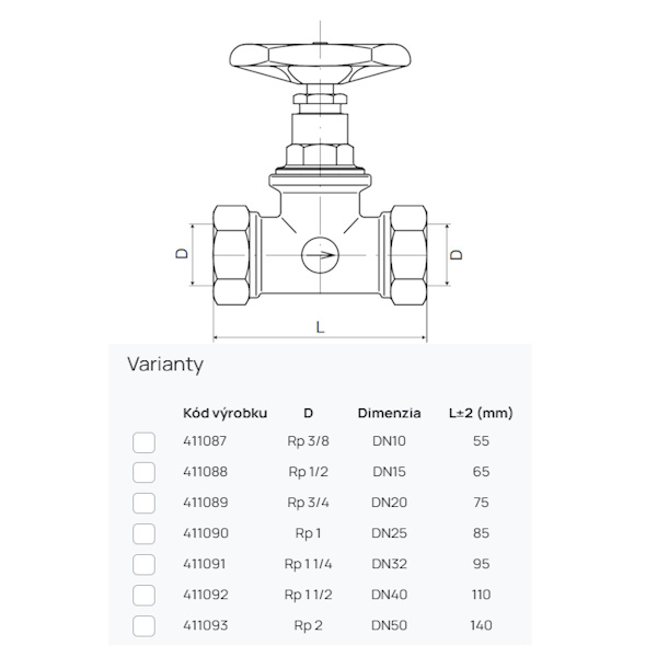Ventil priamy K-83T 1"