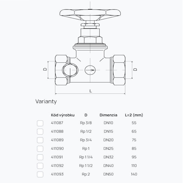 Ventil priamy K-125T 2" s odvodnením