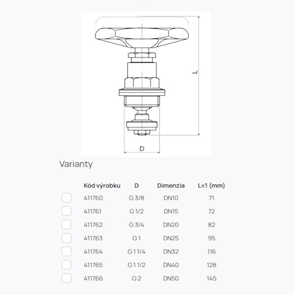 Vršok ventilu K-294T 1 1/4"