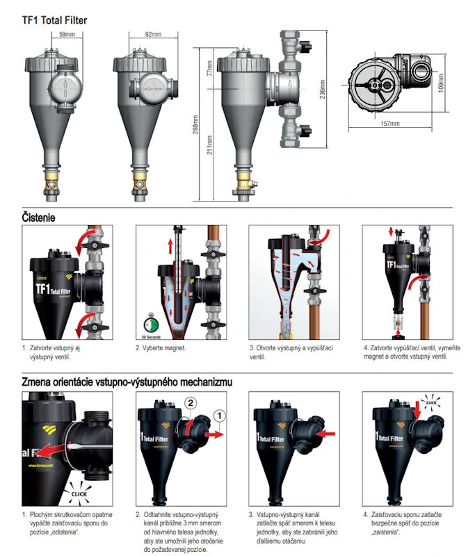 MAROX FERNOX TF1 TOTAL hydrocyklónový magnetický filter 1" závitový