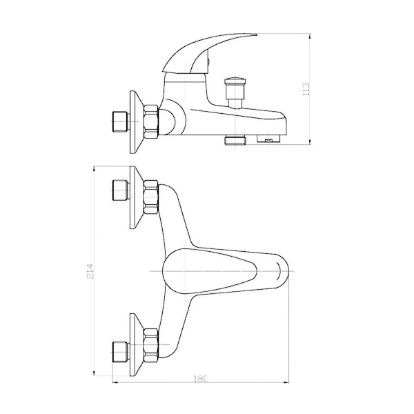 Risa vaňová nástenná batéria 150mm, s prepínačom, chróm