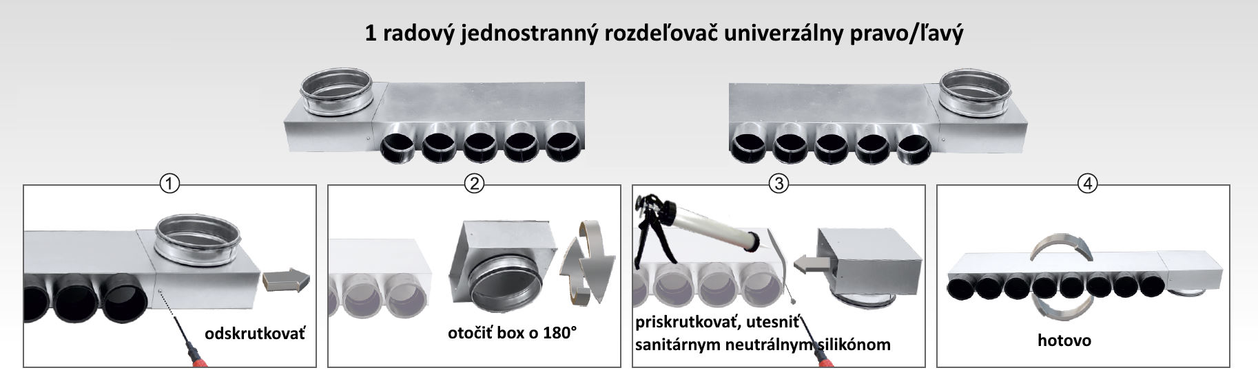 Rozdeľovací box jednoradový 10x75mm/160mm kolmý univerzálny