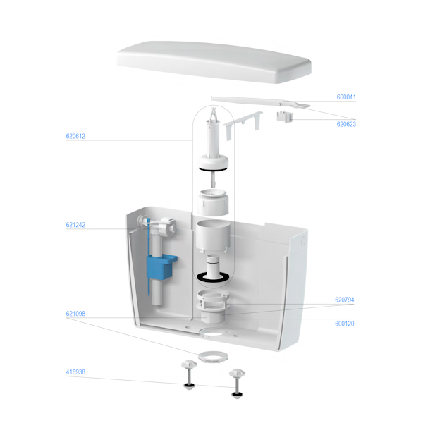 Nádržkový splachovač T-2454, vysoká montáž, DUAL, 9 L, PS