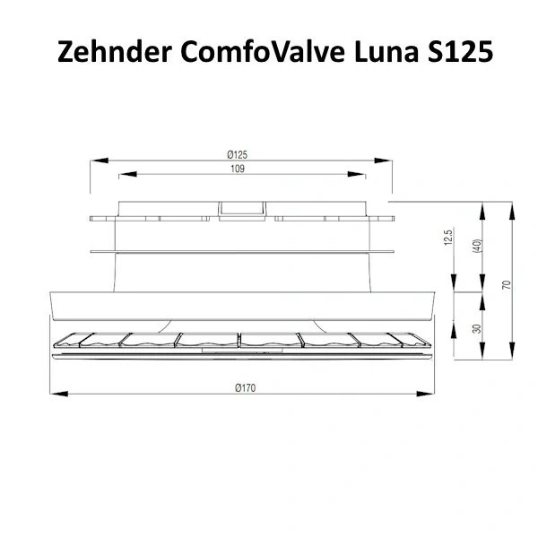Anemostat  Zehnder ComfoValve Luna pre prívod čierny