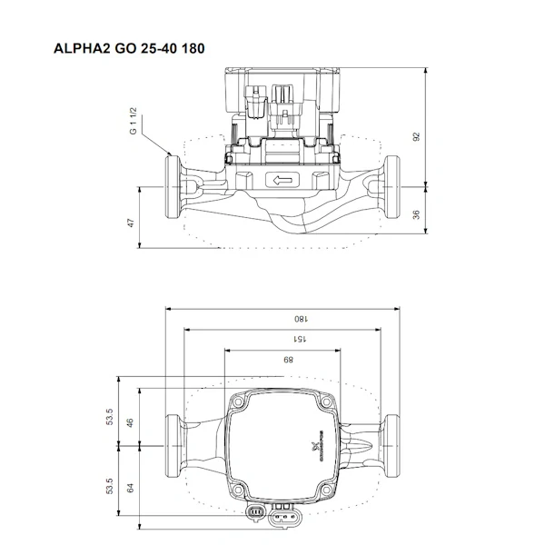 Elektronické obehové čerpadlo Grundfos ALPHA2 GO 25-60 180