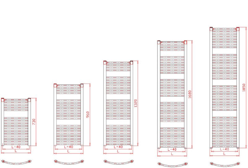 Kúpeľňový  radiátor Thermal Trend rebríkový oblý 600x1320