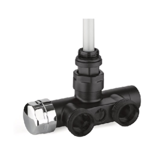 Termostatický jednobodový ventil rohový čierny